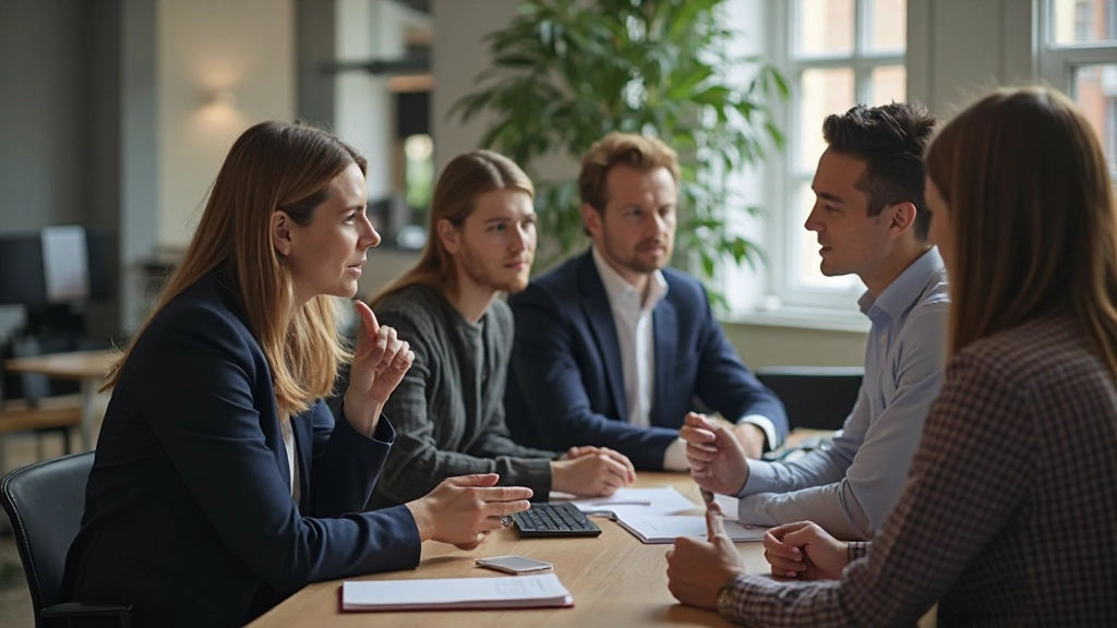 Professioneel kantoor met ethische discussie en morele reflectie