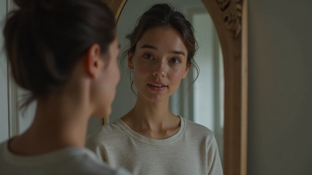 Persoon kijkt in spiegel en reflecteert op eigen waarden en overtuigingen